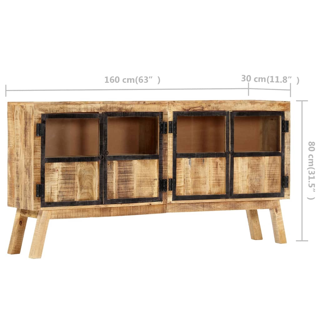 Buffet marrone e nero 160x30x80 cm legno di mango solido