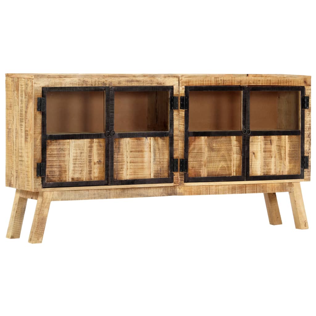 Buffet Marron et noir 160x30x80 cm Bois de manguier solide brut