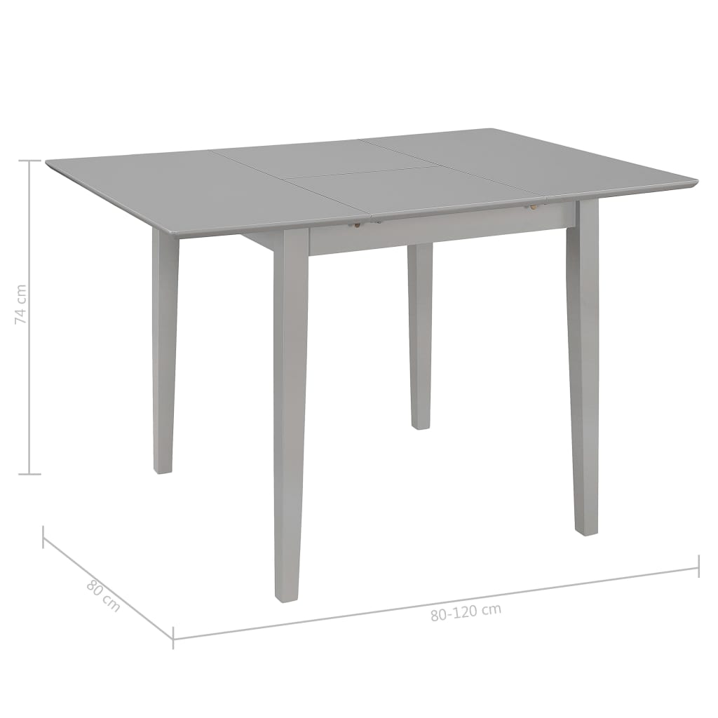 Table à dîner extensible Gris (80-120) x 80 x 74 cm MDF