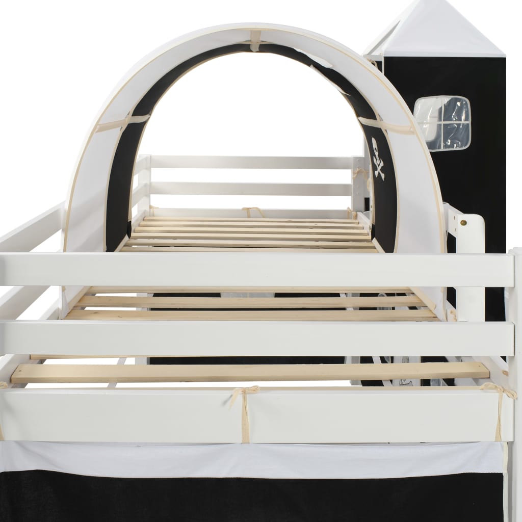 Mezzanine -Bett für Kinder mit Rutsch und Kiefernskala 97x208 cm