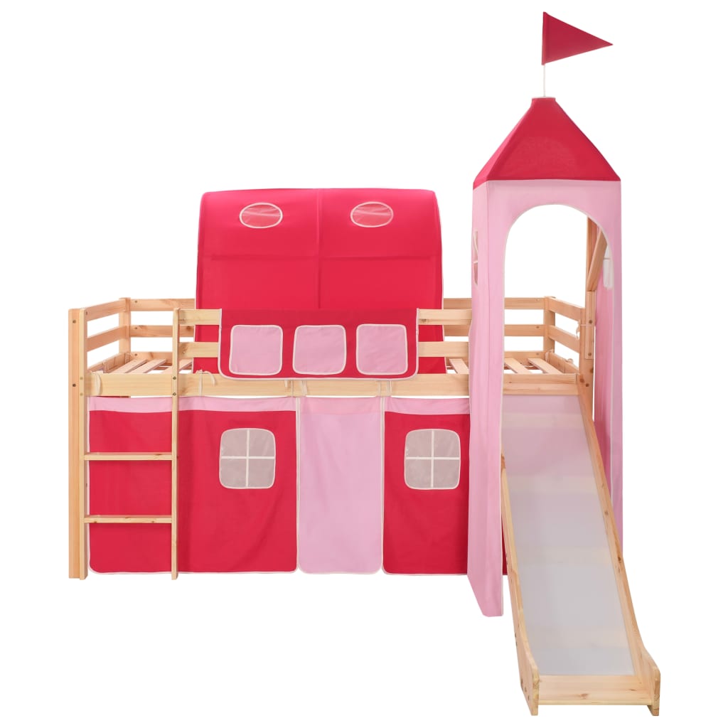 Mezzanine -Bett für Kinder mit Rutsch und Kiefernskala 208x230 cm