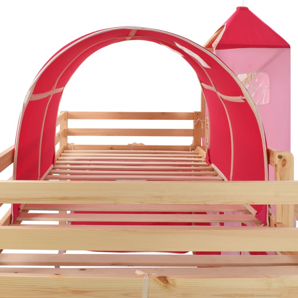 Children's mezzanine bed with slide and pine scale 208x230 cm