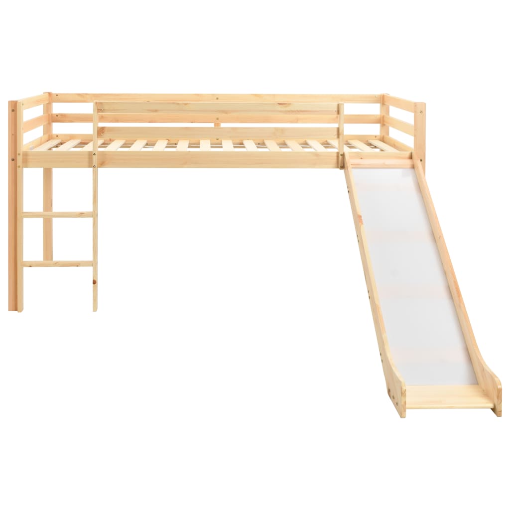 Lit mezzanine d'enfants toboggan et échelle bois pin 97x208 cm