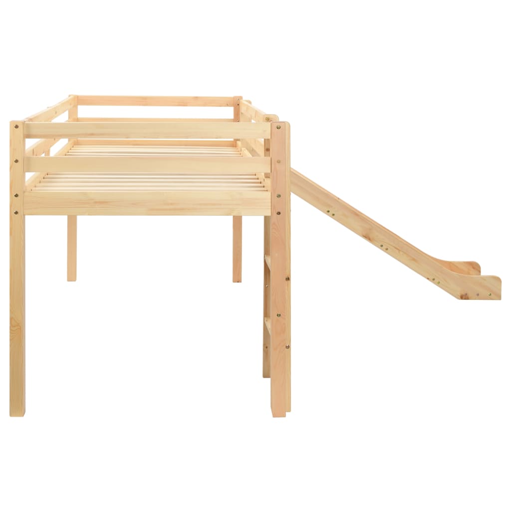 Letto soppalcato per bambini con scivolo e scaletta in legno di pino 97x208 cm