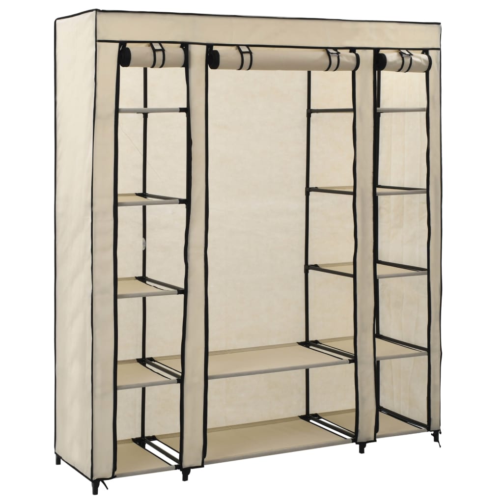 Cabinet with compartments and cream stems 150x45x176 cm fabric