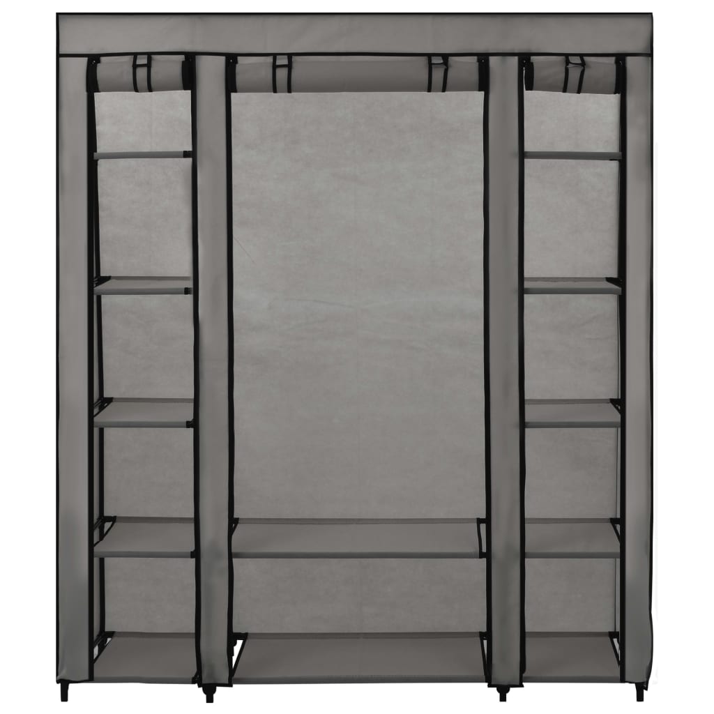 Cabinet with compartments and gray stems 150x45x176 cm fabric