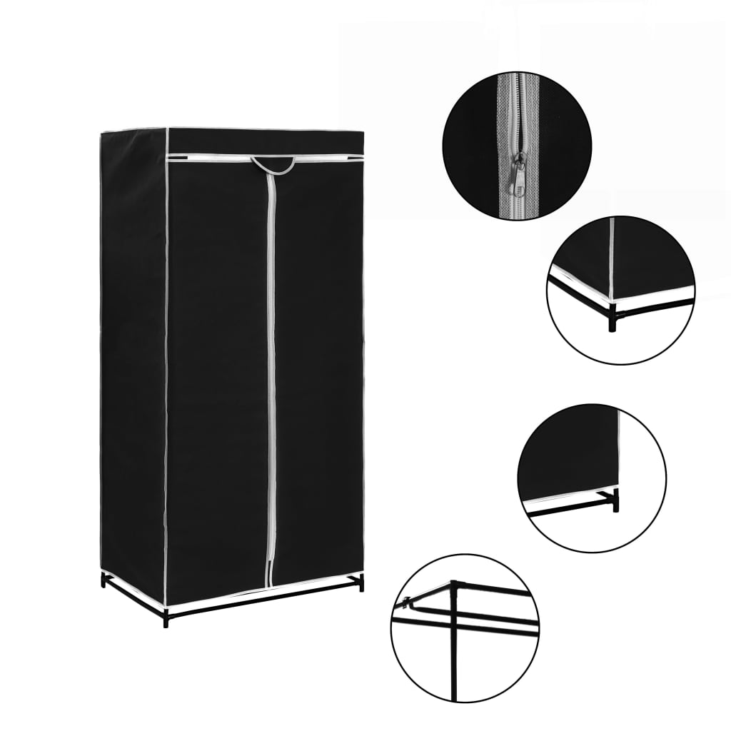 Schwarze Garderobe 75x50x160 cm