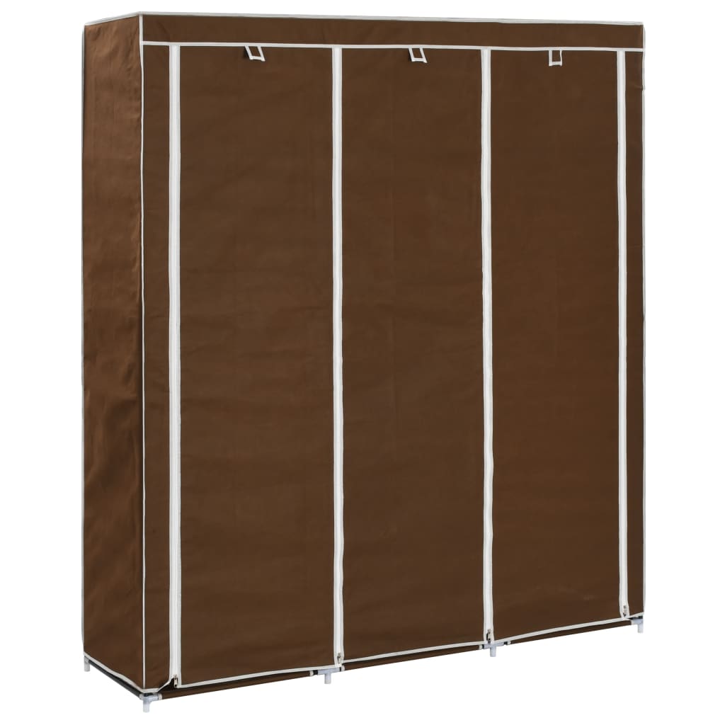 Cabinet with compartments and brown bars 150x45x175 cm fabric