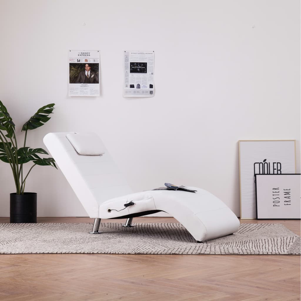 Poltrona massaggiante con cuscino Ecopelle bianca