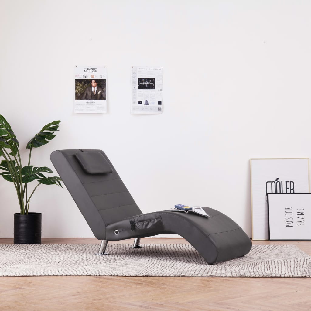 Massage lounge chair with imitation gray pillow