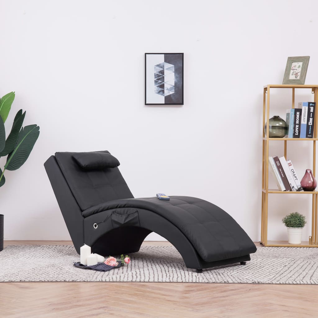 Massage chair with black pillow