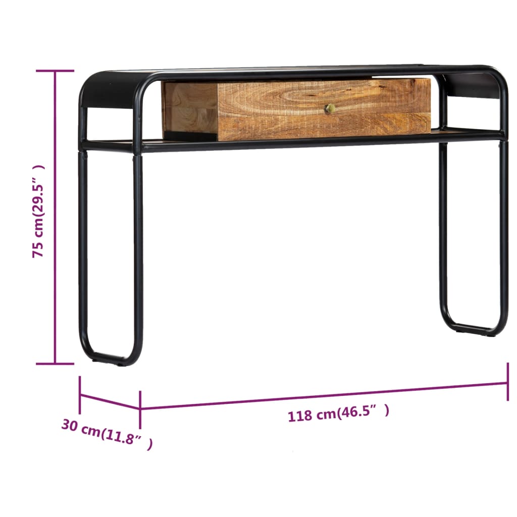 Konsole Tabelle 118 x 30 x 75 cm massives Mangoholz