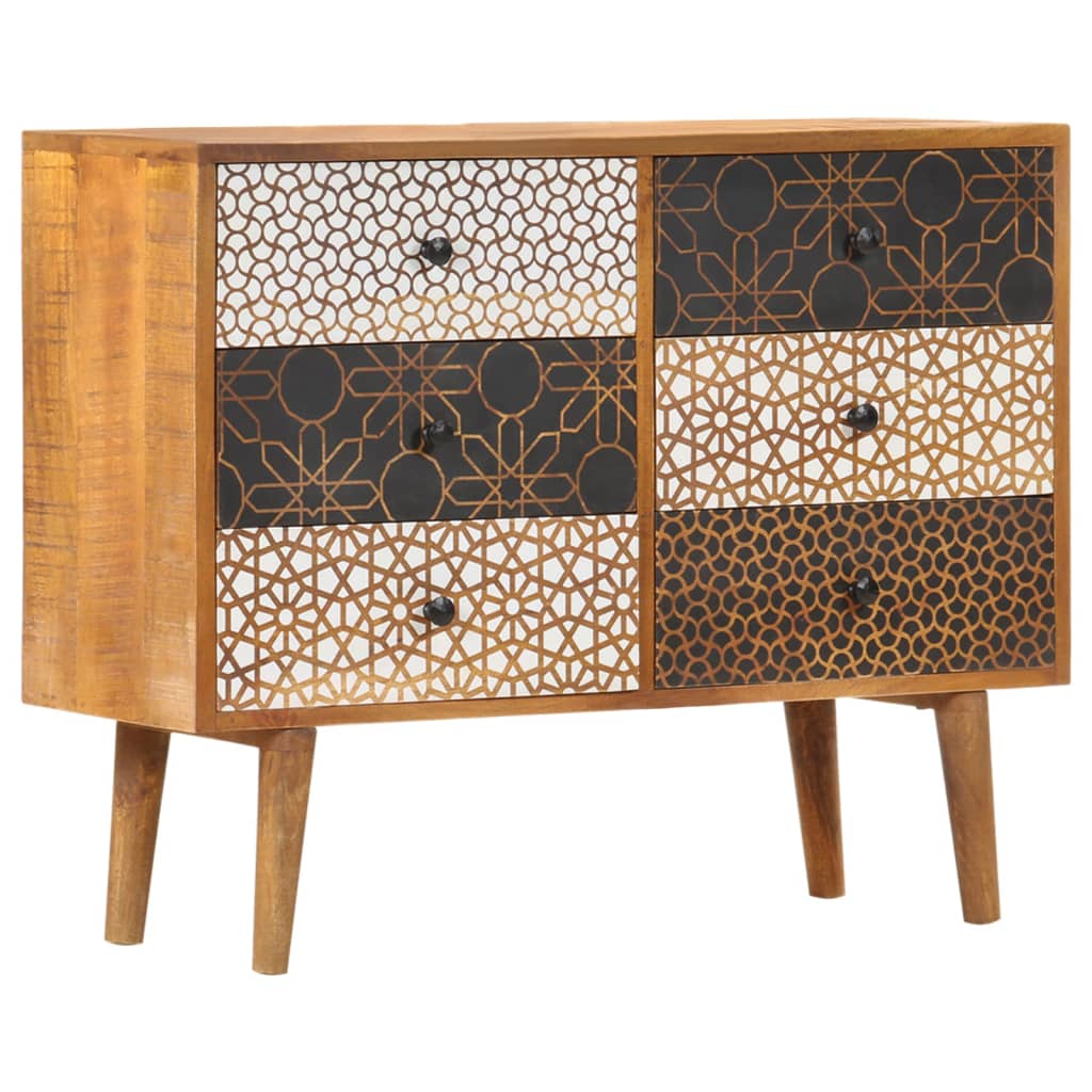 Buffet with printed pattern 90x30x70 cm Massive mango wood