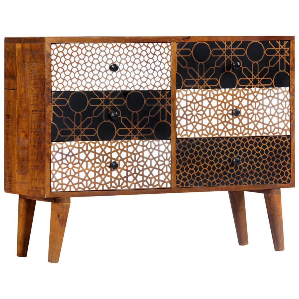 Buffet with printed pattern 90x30x70 cm Massive mango wood