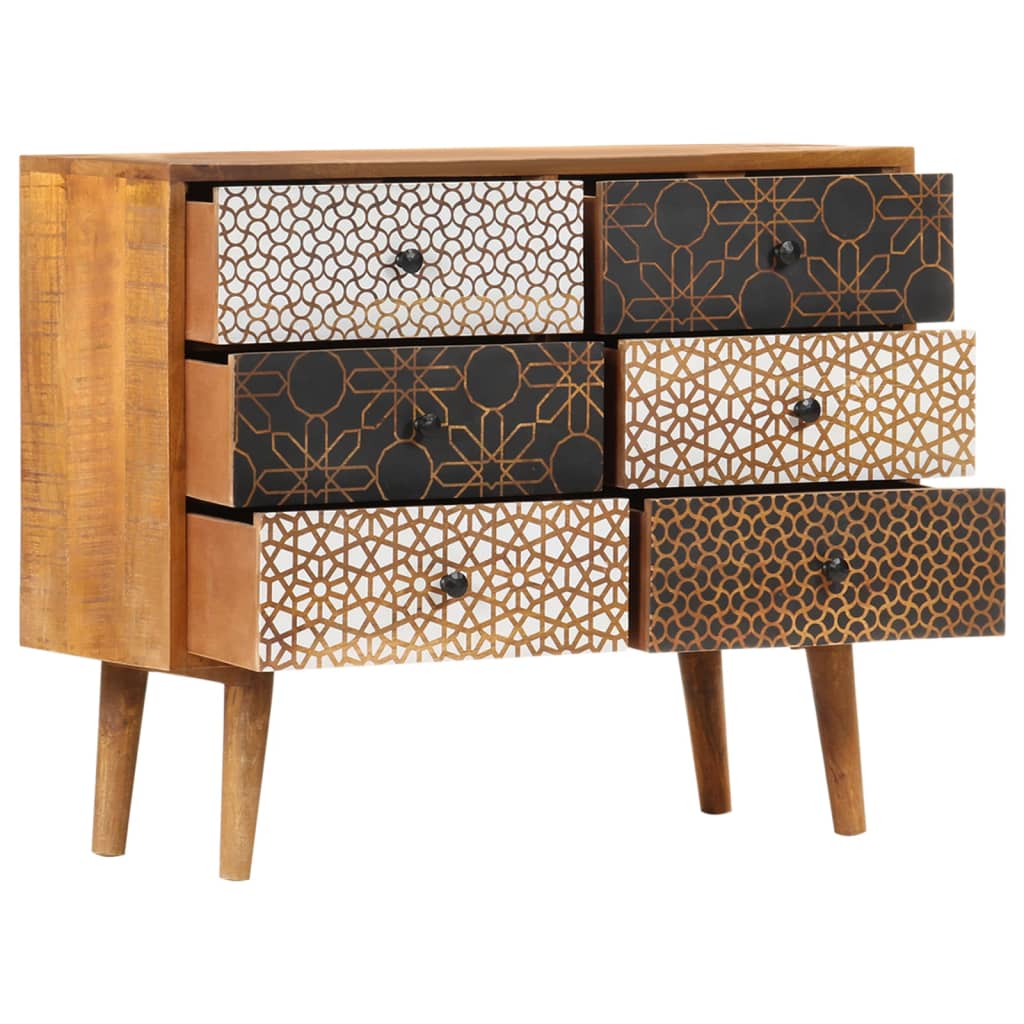 Buffet with printed pattern 90x30x70 cm Massive mango wood