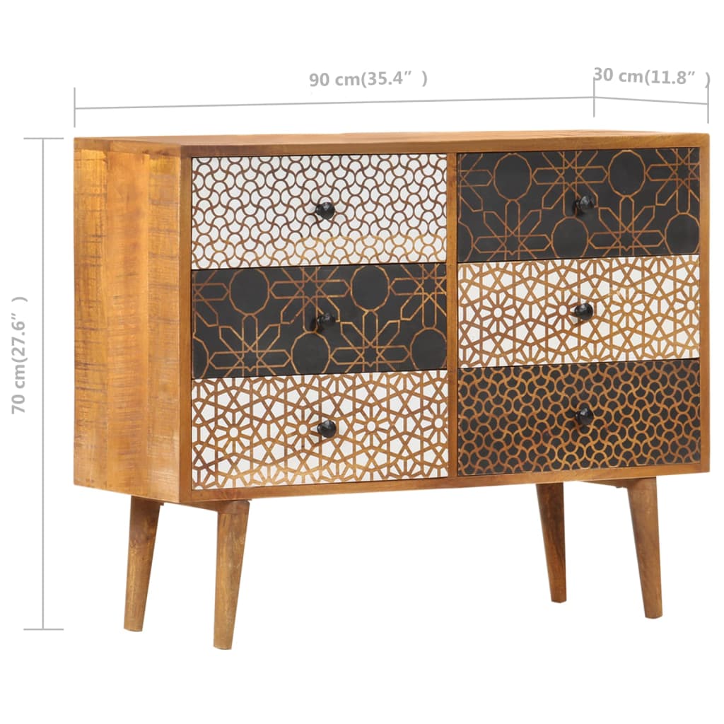 Buffet with printed pattern 90x30x70 cm Massive mango wood