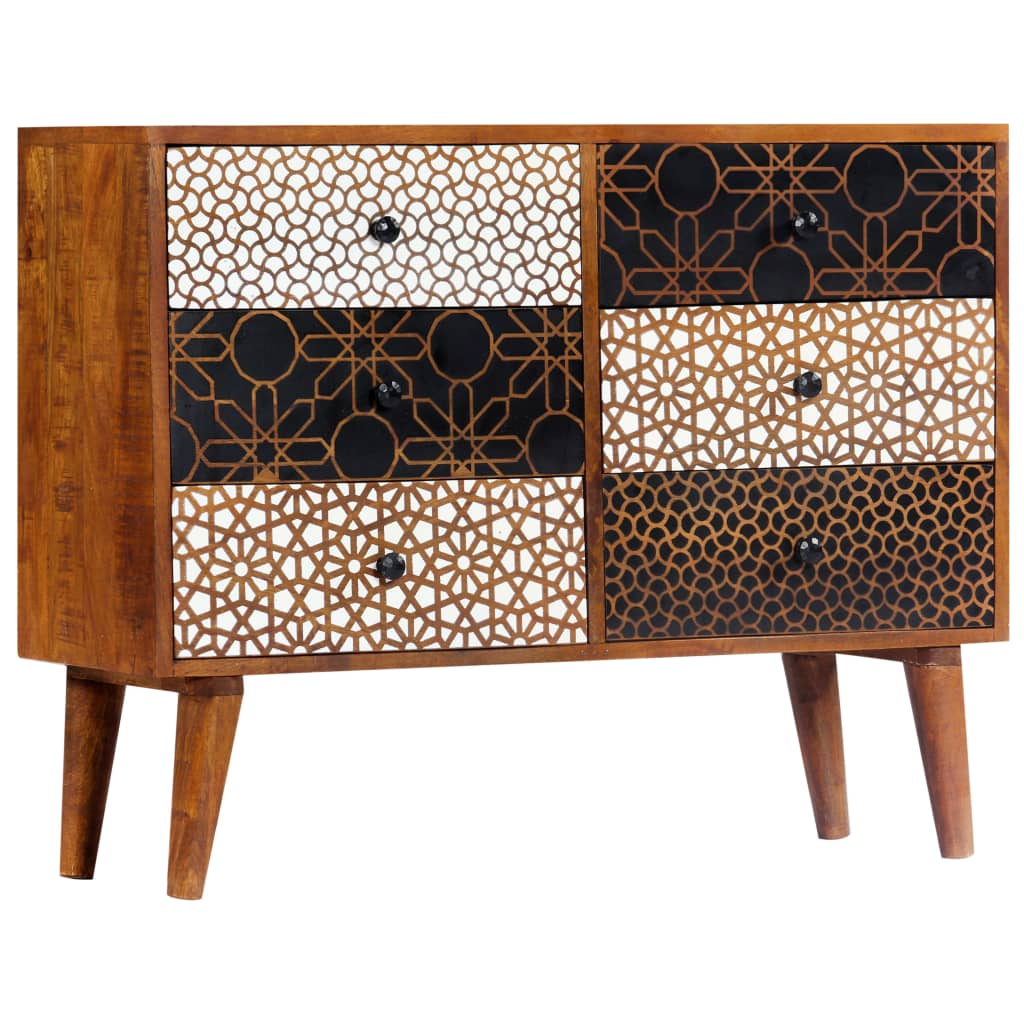 Buffet with printed pattern 90x30x70 cm Massive mango wood