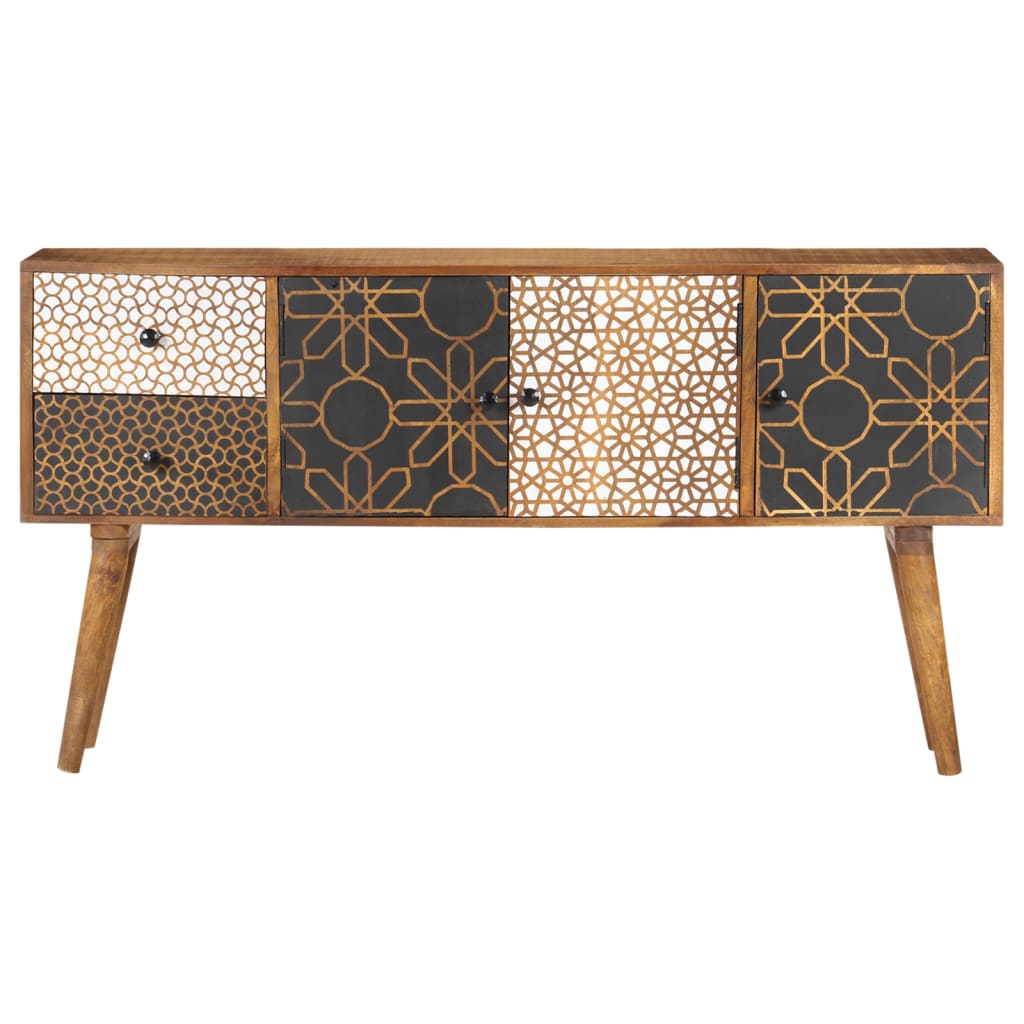 Buffet avec motif imprimé 130x30x70 cm Bois de manguier massif