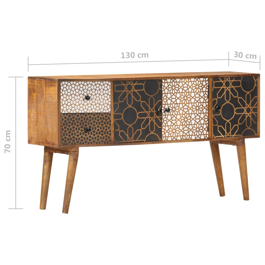 Buffet mit gedrucktem Muster 130x30x70 cm massives Mangoholz