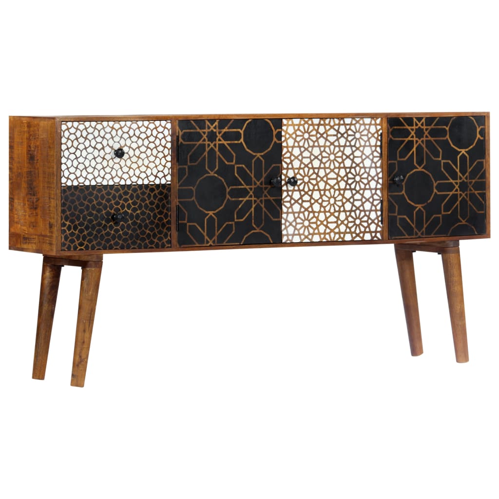 Buffet avec motif imprimé 130x30x70 cm Bois de manguier massif