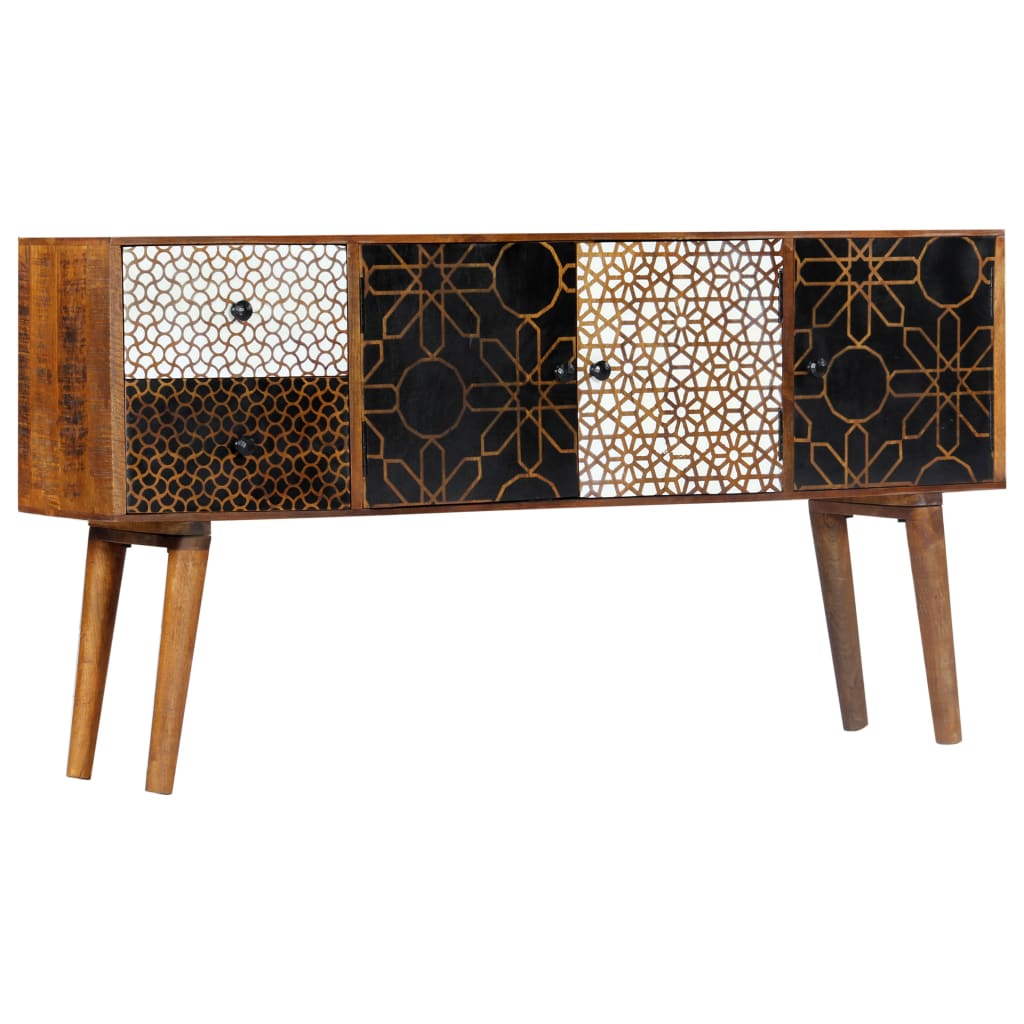 Buffet with printed pattern 130x30x70 cm Massive mango wood