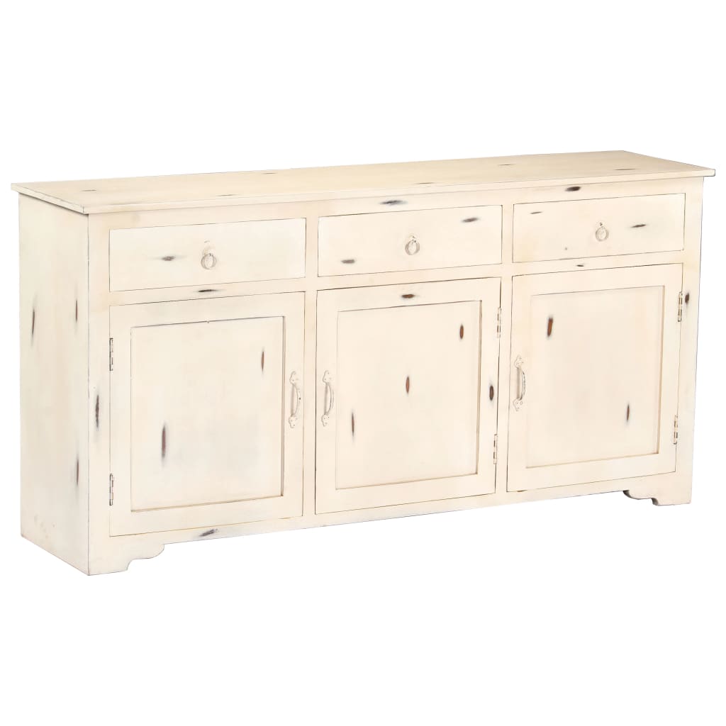 Credenza bianca 160 x 40 x 80 cm Legno massello di mango