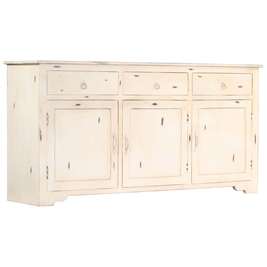 Credenza bianca 160 x 40 x 80 cm Legno massello di mango