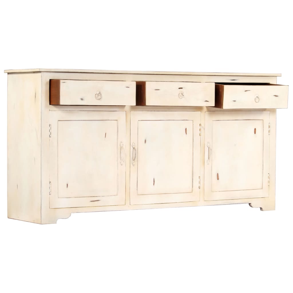 Credenza bianca 160 x 40 x 80 cm Legno massello di mango