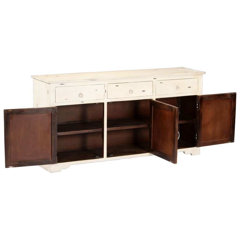 Buffet Blanc 160 x 40 x 80 cm Bois de manguier massif