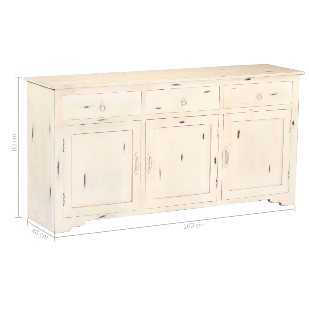 Credenza bianca 160 x 40 x 80 cm Legno massello di mango