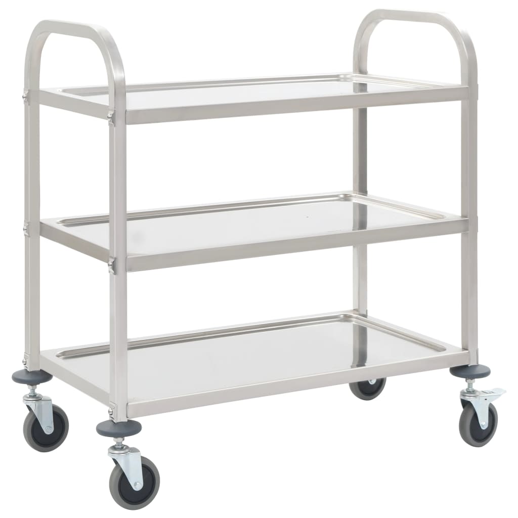 3 level kitchen cart 96.5x55x90 cm stainless steel