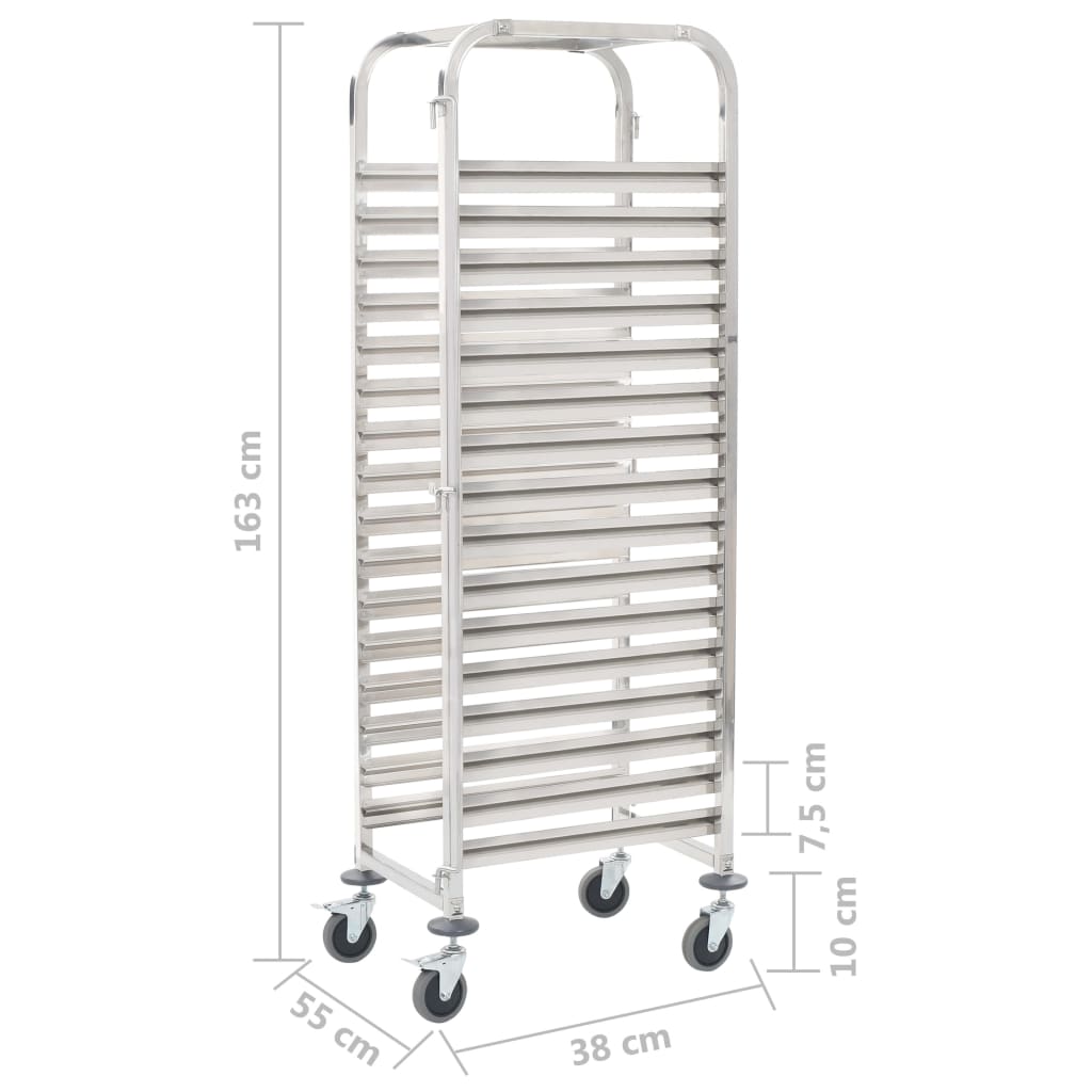 Kitchen cart for 16 trays 38x55x163 cm stainless steel