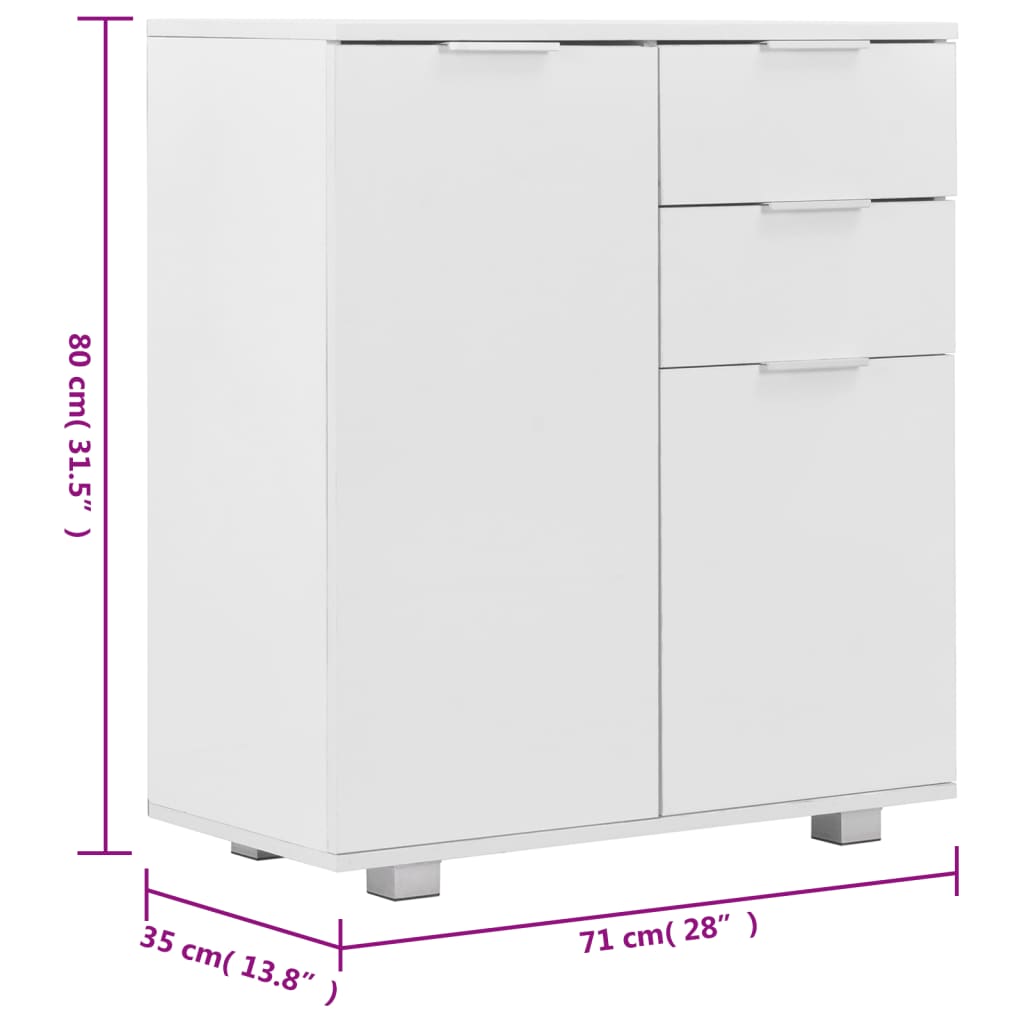 Shiny white buffet 71 x 35 x 80 cm Engineering wood