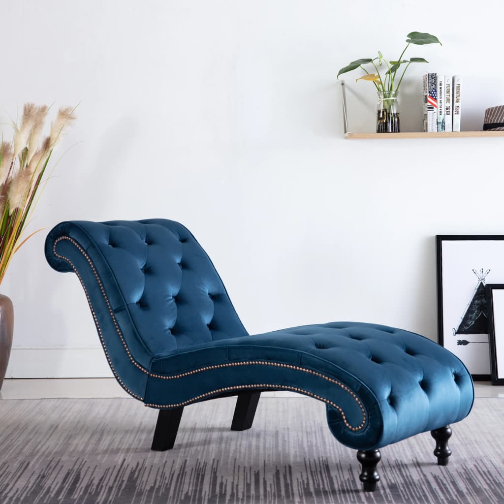 Velvet blue long chair