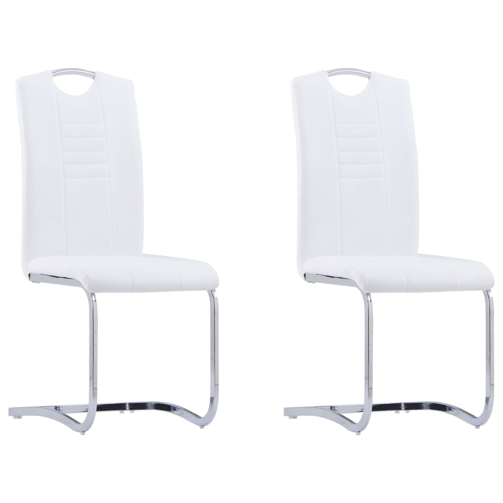 Esszimmerstühle Cantilever -Charge von 2 weißem Nachahmungleder