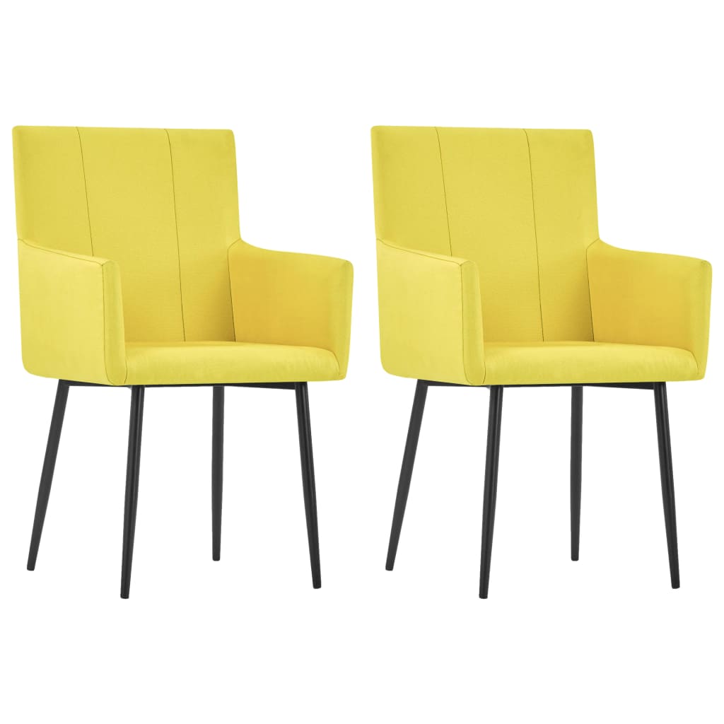 Dining chairs with armrests Lot of 2 yellow fabric