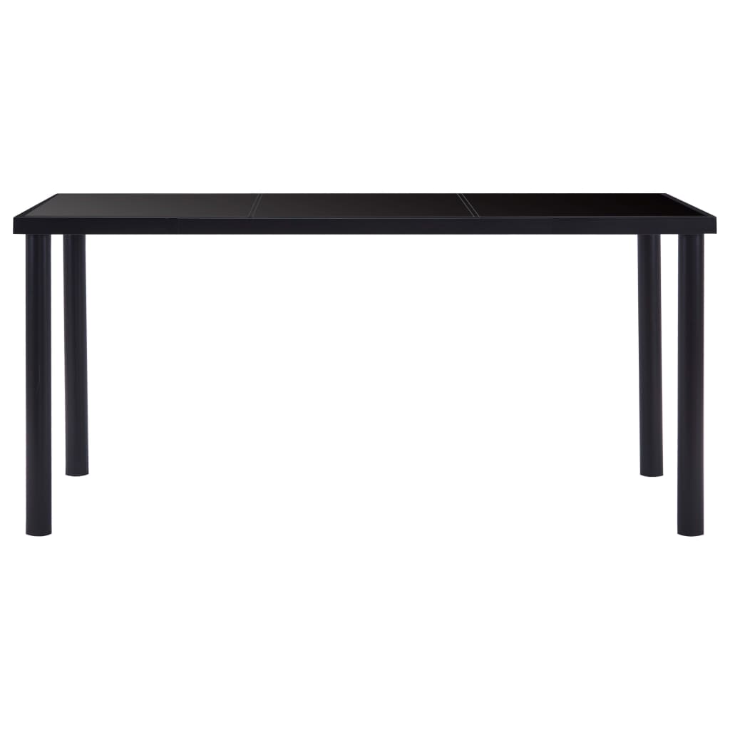 Black dining table 160x80x75 cm tempered glass