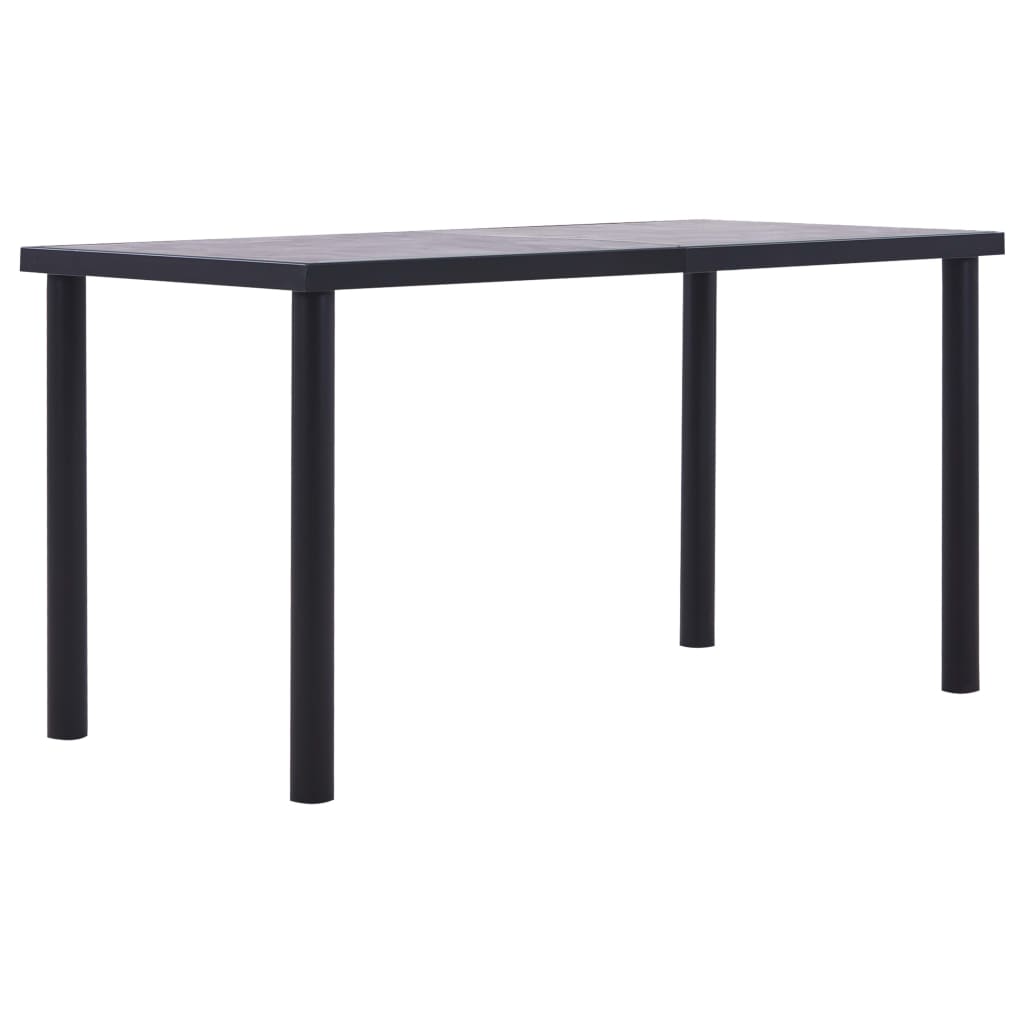 Tavolo da pranzo MDF nero e grigio cemento 140x70x75 cm