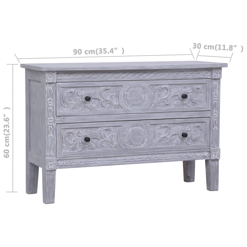 Credenza con 2 cassetti 90x30x60 cm Legno massello di mogano