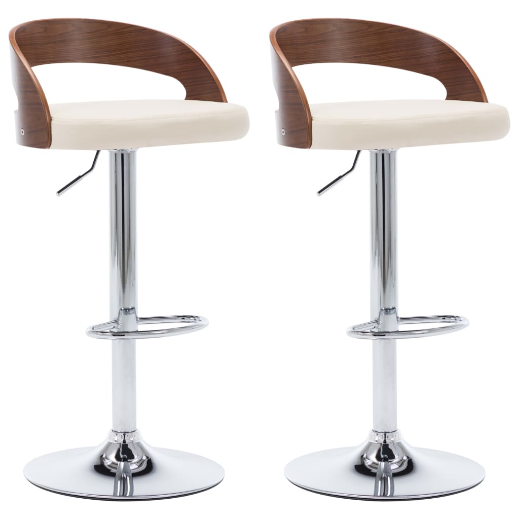Lot bar stools of 2 capstable cream and curved wood