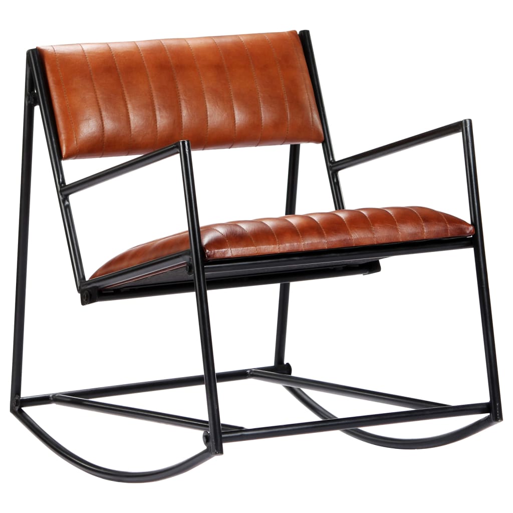 True brown leather -leather rocking chair