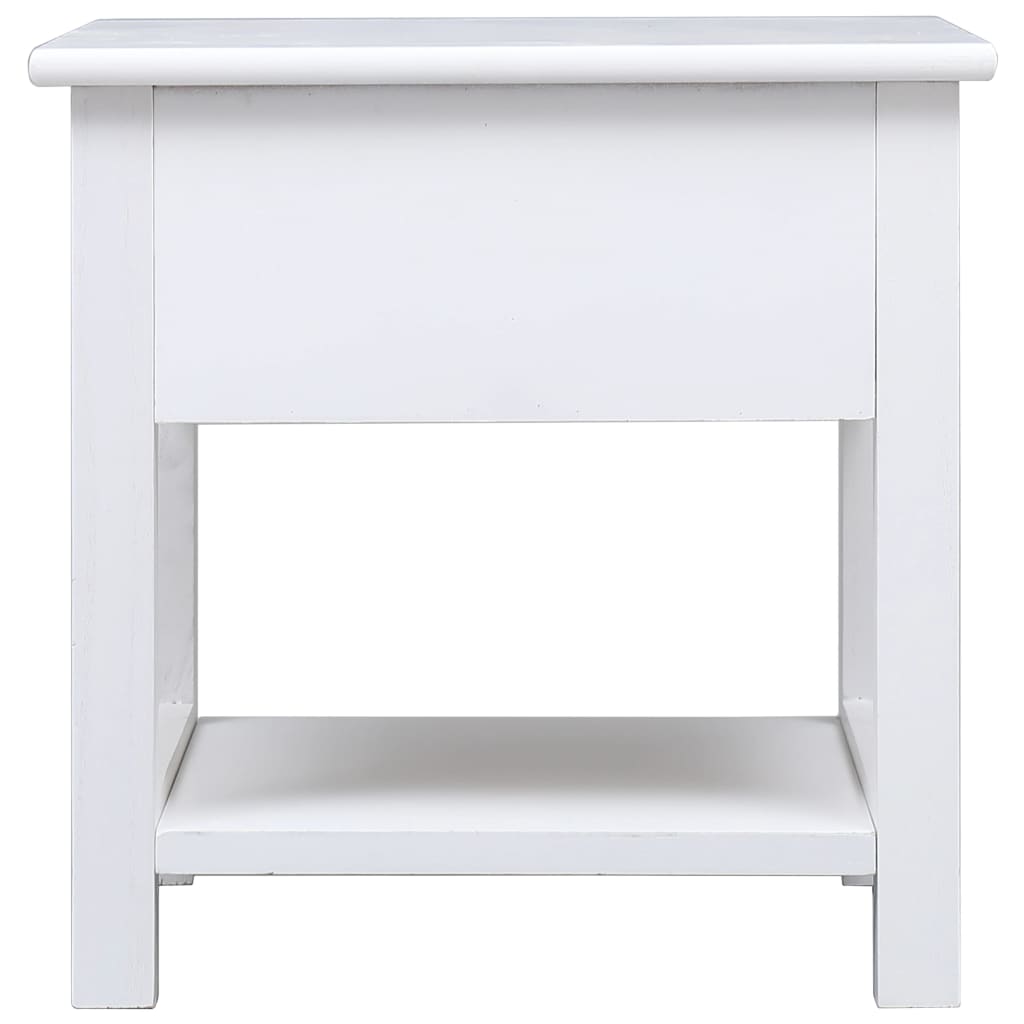White side table 40x40x40 cm Paulownia wood