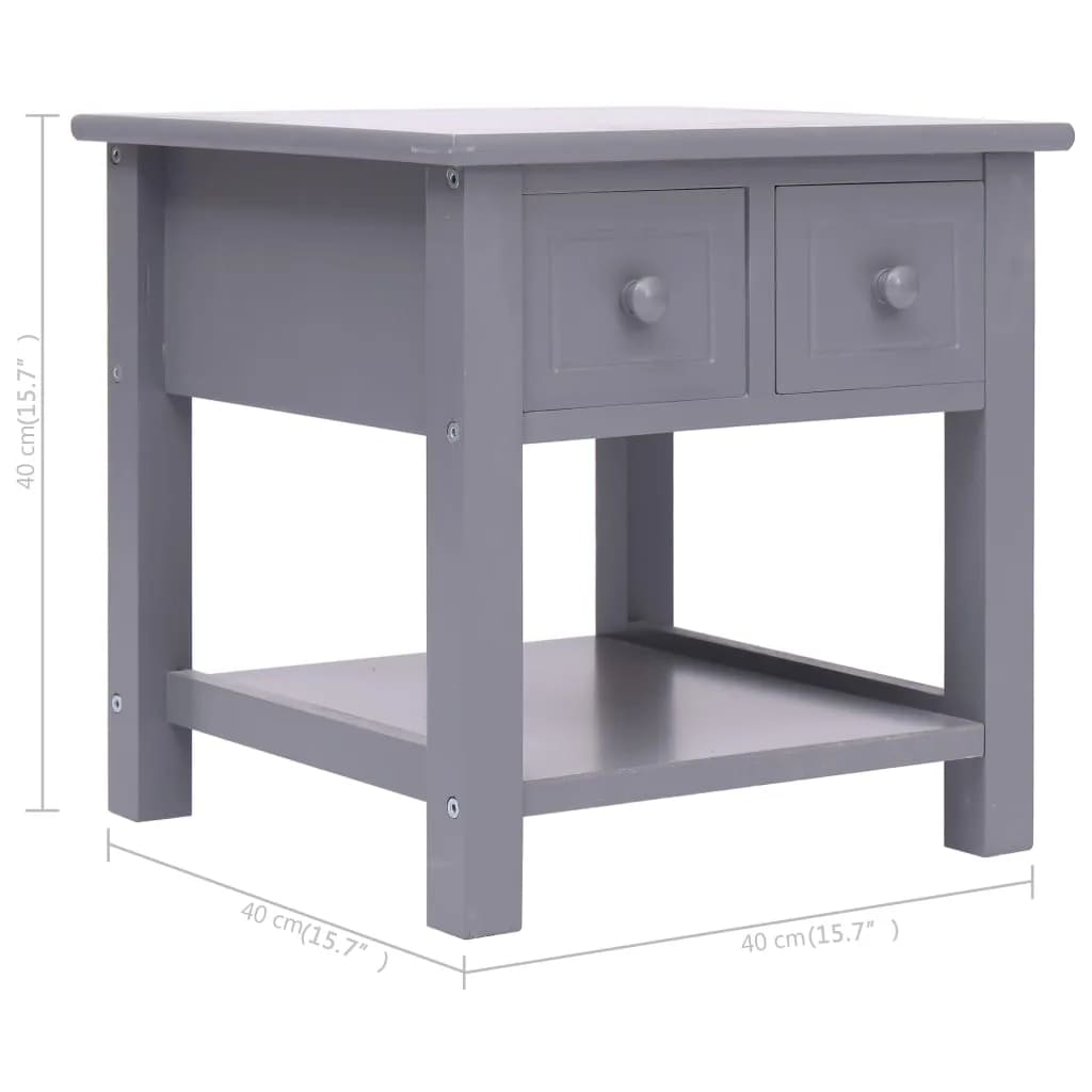 Tavolino grigio 40x40x40 cm Legno di Paulownia