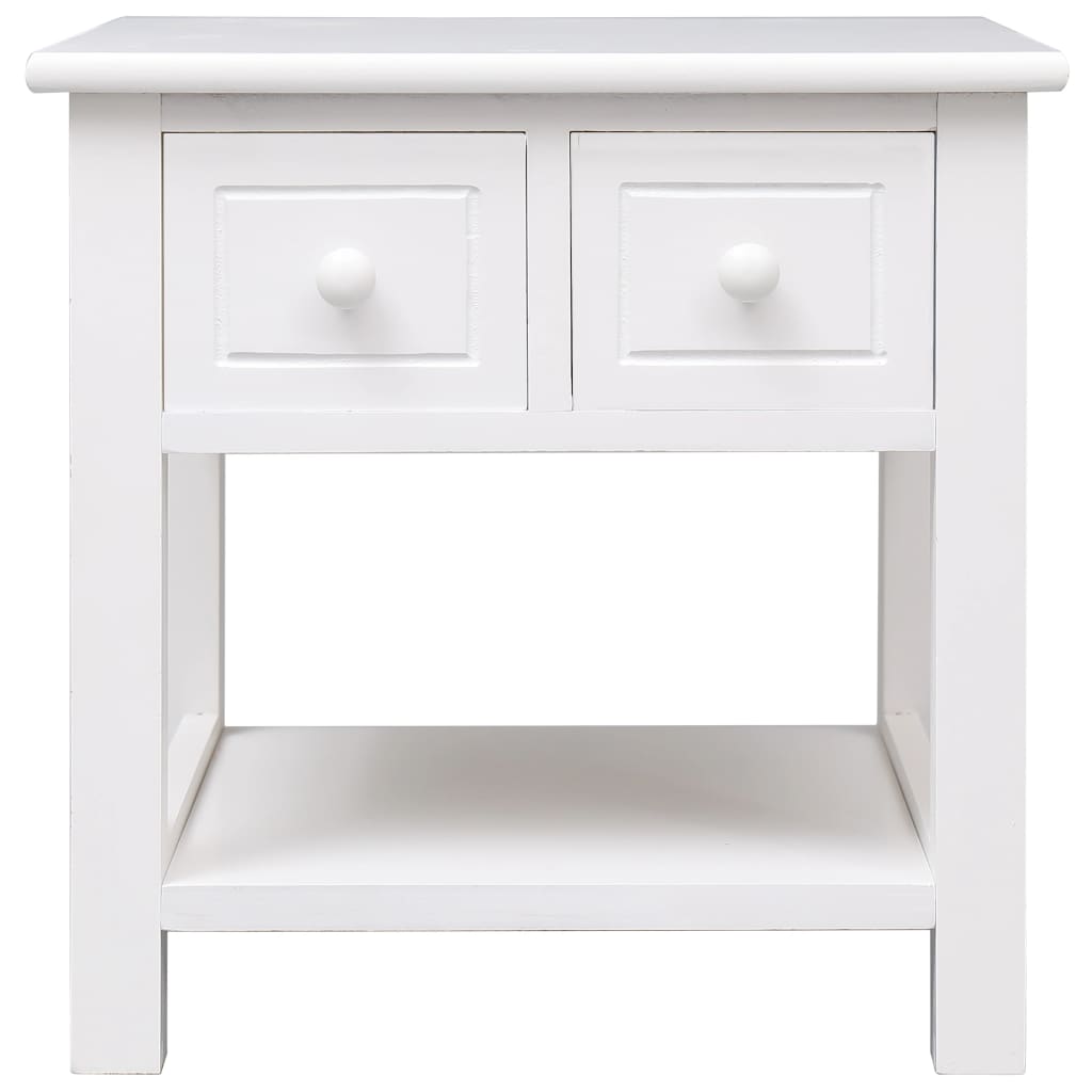 White side table 40x40x40 cm Paulownia wood