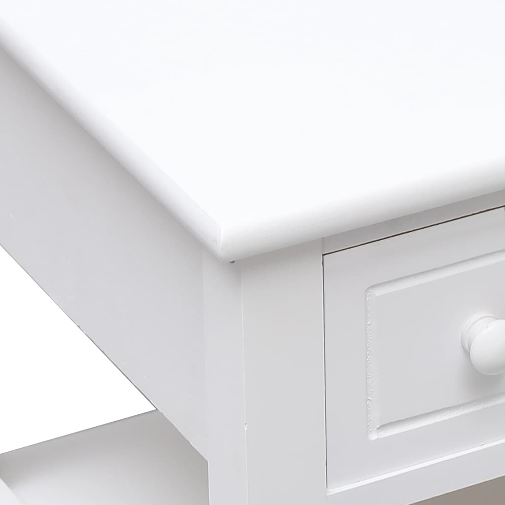 Weißer Seitentisch 40x40x40 cm Paulownia Holz