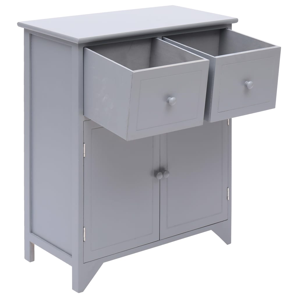 Gray side cabinet 60x30x75 cm Paulownia wood