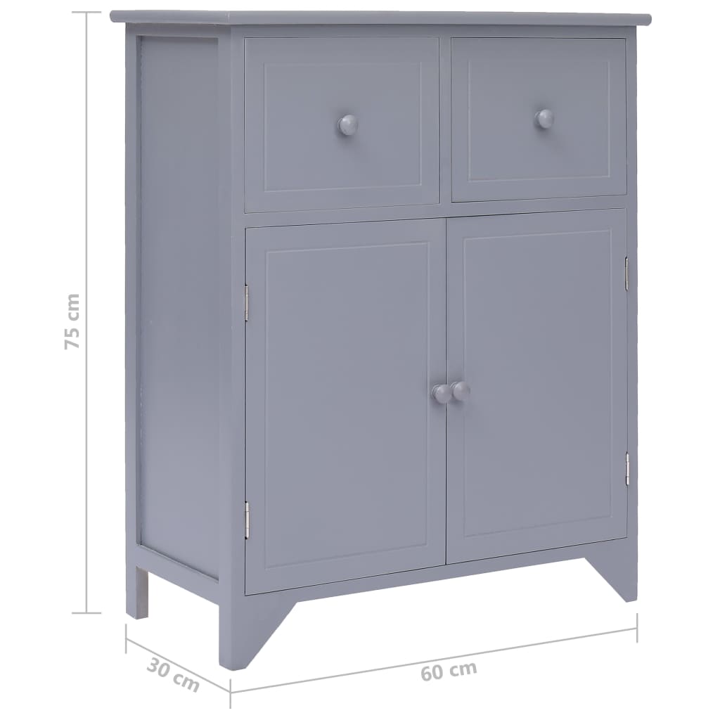 Gray side cabinet 60x30x75 cm Paulownia wood