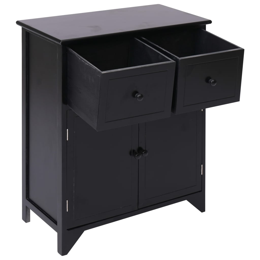 Black side cabinet 60x30x75 cm Paulownia wood wood