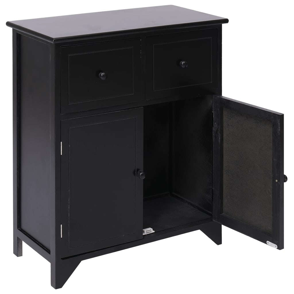 Black side cabinet 60x30x75 cm Paulownia wood wood