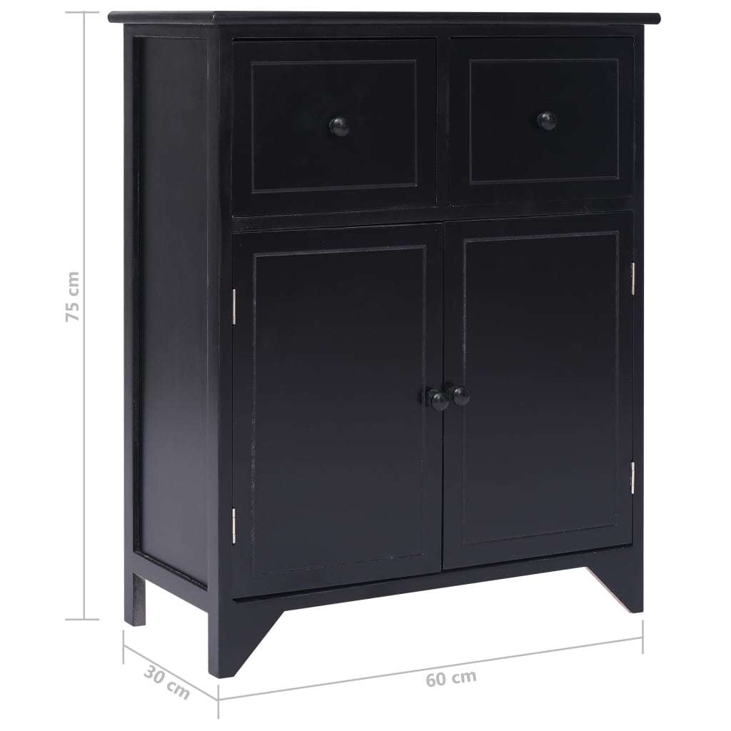 Black side cabinet 60x30x75 cm Paulownia wood wood